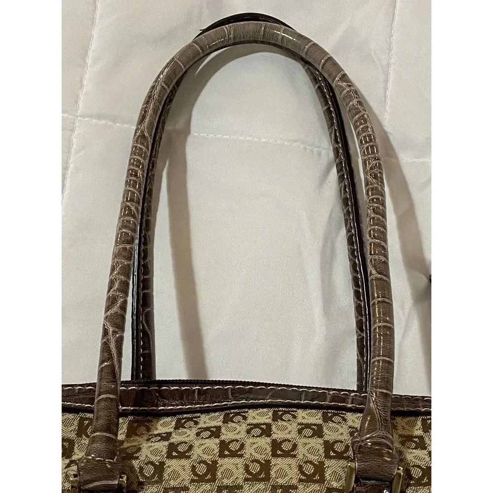 Liz Claiborne Monogram Brown Small Purse, Beige Lining Very G Cond - Picture 13 of 16